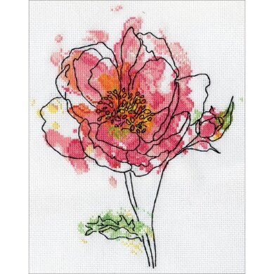 Design Works Pink Floral Counted Cross Stitch Kit - 8in x 10in
