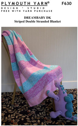 Striped Double Stranded Blanket in Plymouth Yarn Dreambaby DK - F630 - Downloadable PDF
