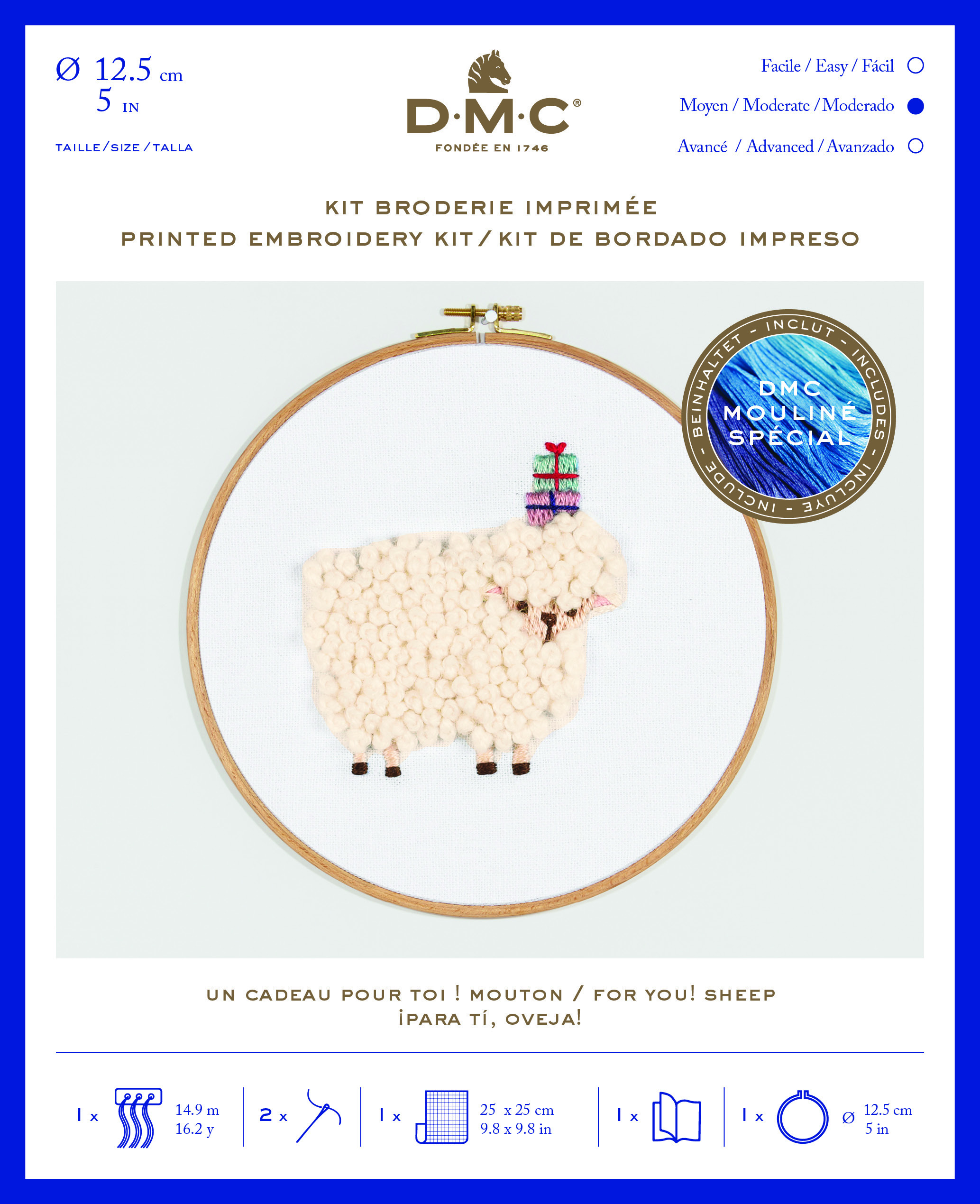 DMC TB128 Invitation Wooden embroidery hoop included Crocodile Printed Embroidery Kit