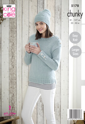 Sweaters & Hat in King Cole Timeless Chunky - 5178 - Leaflet