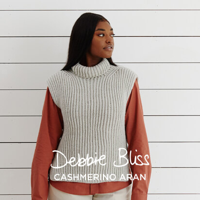 Ribbed Sleeveless Top - Knitting Pattern for Women in Debbie Bliss Cashmerino Aran by Debbie Bliss