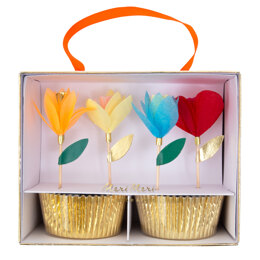 Meri Meri Bright Floral Cupcake Kit (Set of 24 Toppers)