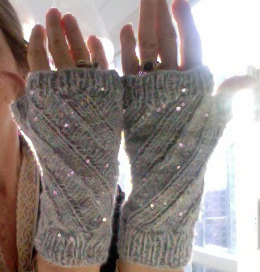 Star-Studded Mitts in Artyarns Beaded Mohair and Sequins and Beaded Silk and Sequins Light - E221