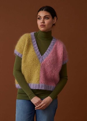 Colour Block Sweater and Vest Top - Knitting Pattern for Women in Debbie Bliss Nell by Debbie Bliss