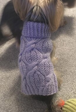 Lilac cabled dog sweater