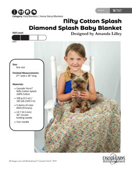 Diamond Splash Baby Blanket in Cascade Yarns Nifty Cotton Splash - W757