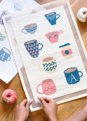 We Are Knitters Coffee Cup Petit Point Kit - 46 x 28 cm