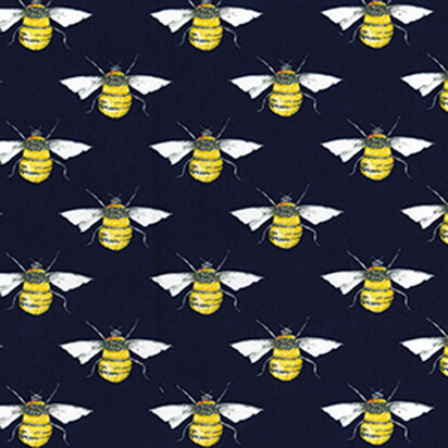 Oddies Textiles Cotton Poplin Printed – Bumblebee Navy