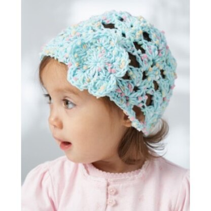 Lacy Shells Baby Hat in Bernat Dippity Dots