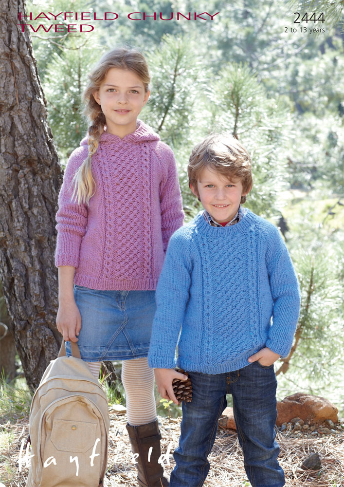 Sirdar Childrens Knitting Pattern Chunky Tweed Cardigan and Sweater 2444 