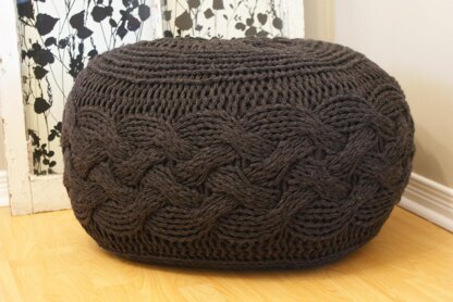 Pouffe / Footstool / Ottoman Super Chunky Cable Knit 25" diameter x 16.5" high