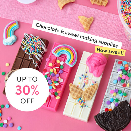 Up to 30 percent off chocolate & sweet making supplies!