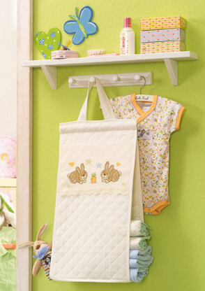 Made with Love - Cute Bunny Hanging Nappy Stacker in Anchor - Downloadable PDF