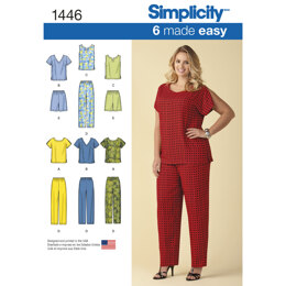 Simplicity Six Made Easy Pull on Tops and Trousers or Shorts for Plus Size 1446 - Sewing Pattern