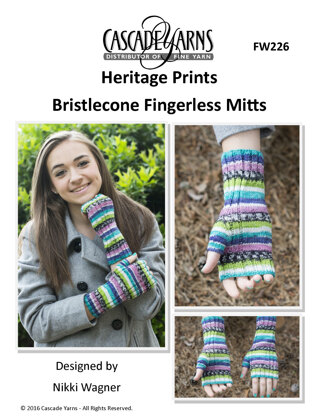 Bristlecone Fingerless Mitts in Cascade Yarns Heritage Prints - FW226 - Downloadable PDF