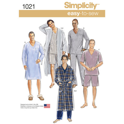Simplicity Men's Classic Pajamas & Robe 1021 - Paper Pattern, Size A (XS-S-M-L-XL)