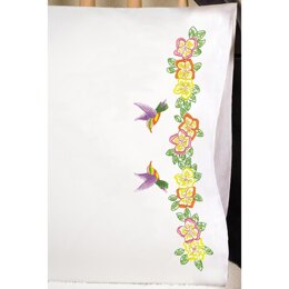 Tobin Stamped Pillowcase Pair 20in x 30in Hummingbird Embroidery Kit