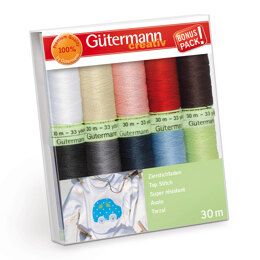 Gutermann Thread Set: Top Stitch: 10 x 30m: Assorted