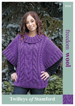 Cabled Poncho Sweater in Twilleys Freedom Wool - 9134