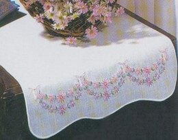Tobin Stamped For Embroidery White Dresser Scarf 14in x 39in - Petit Fleur