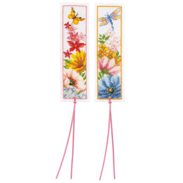 Vervaco Counted Cross Stitch Kit - Colourful Flowers (Set of 2 (Aida) - 6cm x 20cm