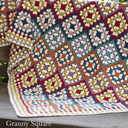 Granny Square Crochet Blanket in Rowan Pure Wool Worsted