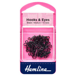 Hemline Hooks and Eyes: Black: Size 2