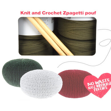 Hoooked DIY Crochet & Knit Kit Pouf Zpagetti