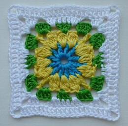 Crochet Granny Square Floral Afghan Block Motif LD-102