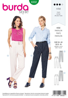 Burda Style Misses' Highwaisted Pants B6332 - Paper Pattern, Size 8-18