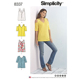 Simplicity Women's Knit Tops with Bodice and Sleeve Variations 8337 - Paper Pattern, Size A (XXS-XS-S-M-L-XL-XXL)