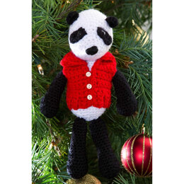 Vested Panda Ornament in Red Heart Lisa - LW3875EN - Downloadable PDF