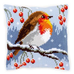 Vervaco Red Robin in the Winter Cushion Cross Stitch Kit