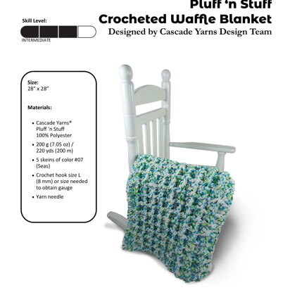 Crocheted Waffle Blanket in Cascade Yarns Pluff ‘n Stuf - B262 - Downloadable PDF