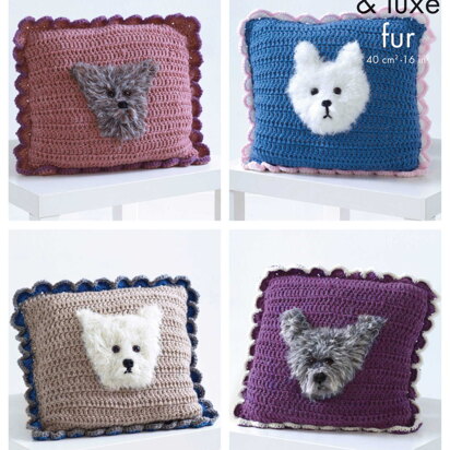 Crochet Cushions With Dog Motif Crochet in King Cole Big Value Chunky, Luxe Fur & Big Value Super Chunky - 5088pdf - Downloadable PDF