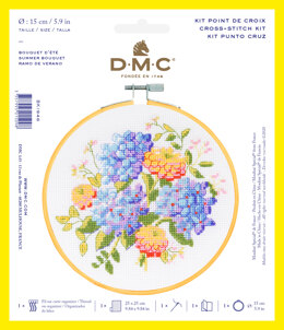 DMC Floral Summer Cross Stitch Kit - 9.8 x 9.8 in (25 x 25 cm)