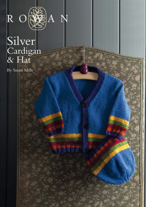 Silver Cardigan and Matching Hat in Rowan Pure Wool Worsted
