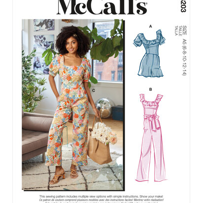 McCall's Misses' Romper, Jumpsuits & Sash M8203 - Sewing Pattern
