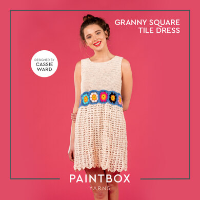 Granny Square Tile Dress - Free Dress Crochet Pattern For Women in Paintbox Yarns Cotton 4ply by Paintbox Yarns