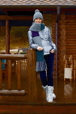 Hat and Scarf with Block Stripes in Schachenmayr Boston - S7538 - Downloadable PDF