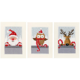 Vervaco Christmas Buddies (Greetings Cards) Pack of 3 Cross Stitch Kit
