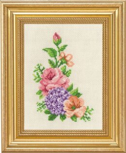 Permin Rose & Hydrangea Cross Stitch Kit - 14 x 19 cm