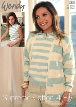 Cardigan and Sleeveless Top in Wendy Supreme Cotton 4 Ply - 5350