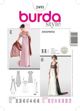 Burda Style Josephine Costume Sewing Pattern B2493 - Paper Pattern, Size ONE SIZE