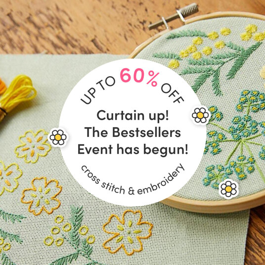 Up to 60 percent off cross stitch & embroidery bestsellers!