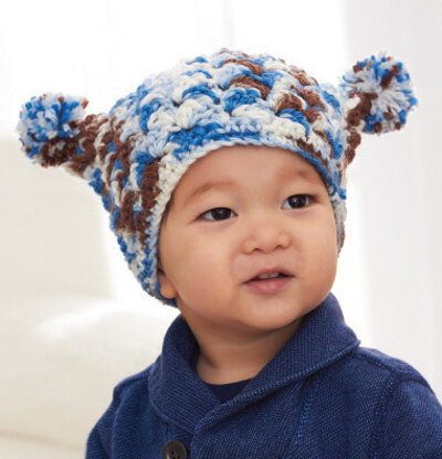 Easy Peasy Pompom Hat in Caron Simply Baby Ombre - Downloadable PDF