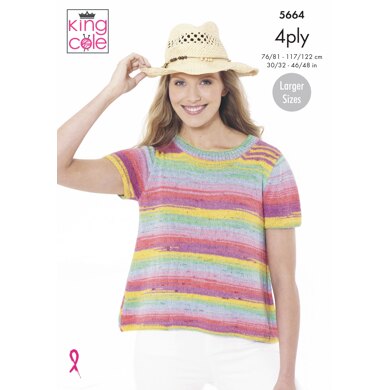 Tops Knitted in King Cole Summer 4Ply - 5664 - Downloadable PDF