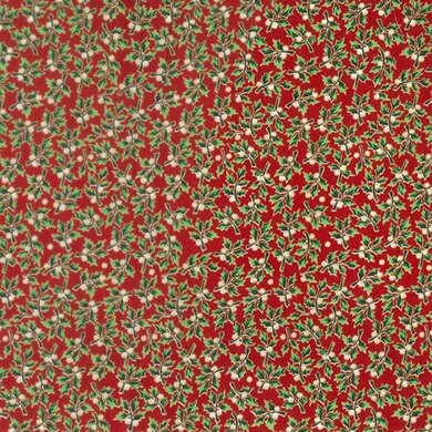 Oddies Textiles Louden Christmas Fabrics - Ditsy Holly Red Base