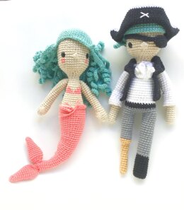 Diega the mermaid and Hank the pirate Amigurumi patterns