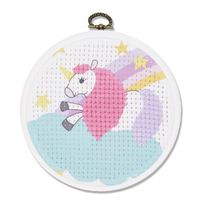 DMC The Unicorn Cross Stitch Kit (with 5in plastic hoop) - 5in